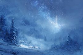 Ice castle under starry sky in Enchanted Valley by Eva Lee