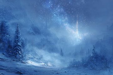 Château de glace sous le ciel étoilé de la Vallée enchantée