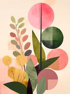 Abstrait botanique Vert Rose