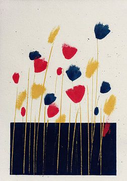 Abstract flower field in blue and red by Niklas Maximilian