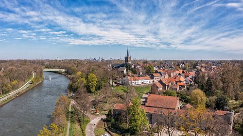 Drone panorama of Elsloo on the river Meuse