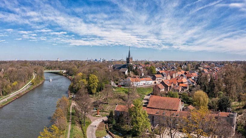 Drone panorama of Elsloo on the river Meuse by John Kreukniet