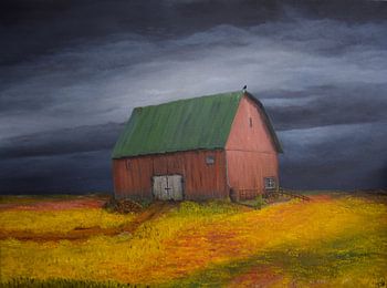 Scheune im gelben Feld