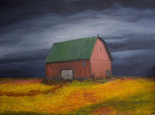 Scheune im gelben Feld