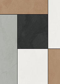 Minimalistische abstrakte Kunst mit geometrischen Formen in Erdtönen von Online Arts