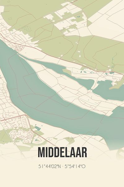 Vintage map of Middelaar (Limburg) by Prints of Place