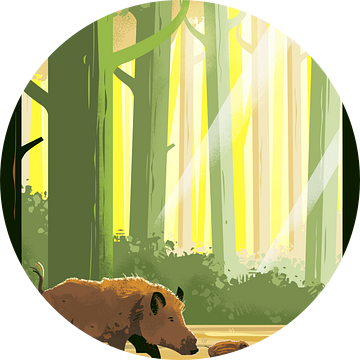 Nationaal Park de Hoge Veluwe met Wilde Zwijnen van Eduard Broekhuijsen