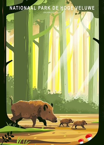 Nationaal Park de Hoge Veluwe met Wilde Zwijnen van Eduard Broekhuijsen
