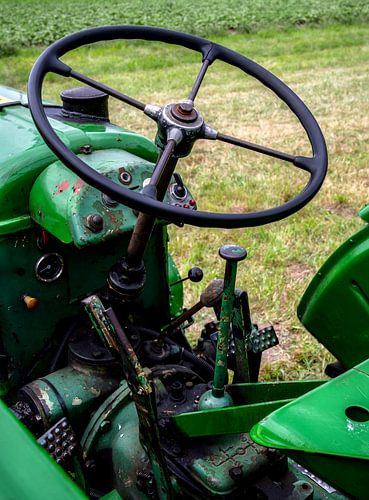 Stuur van een historische tractor