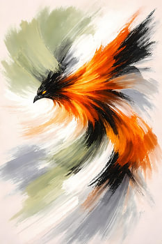 Feuervogel im Flug