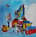 Karte Europa Holz von Rene Ladenius Digital Art Miniaturansicht