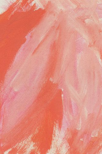 Abstract schilderij in zacht koraal, roze en wit