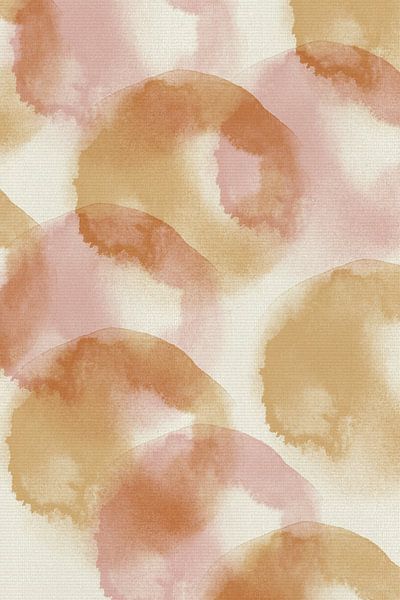 Aquarelle mit weichen Pinselstrichen in Pastellrosa und Gelb von Dina Dankers