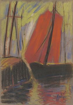 Red Yacht (1925) van Zoltán Palugyay van Peter Balan