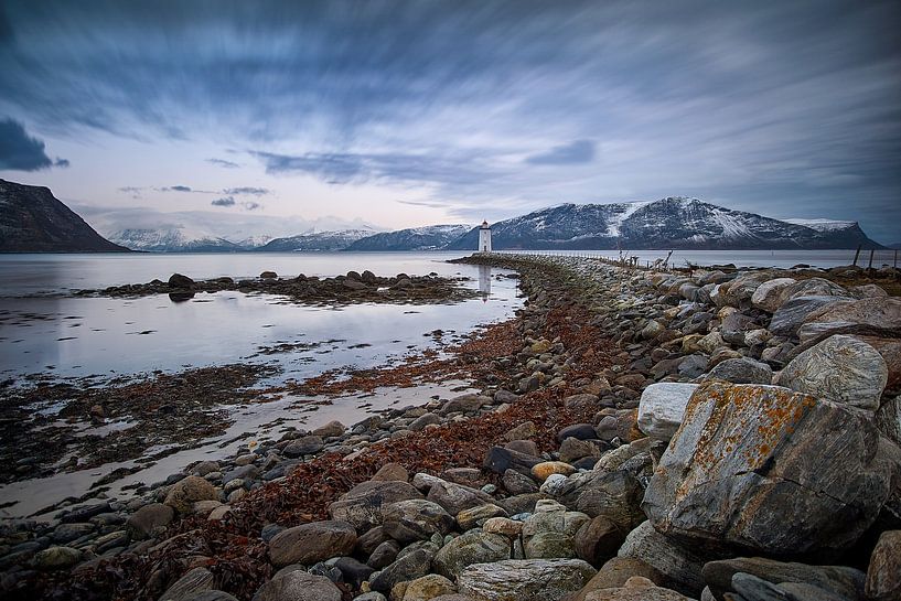 Høgstein lighthouse keeping the fjords safe, Godøy, Norway by qtx
