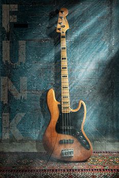 Bass guitar FUNK against a wall