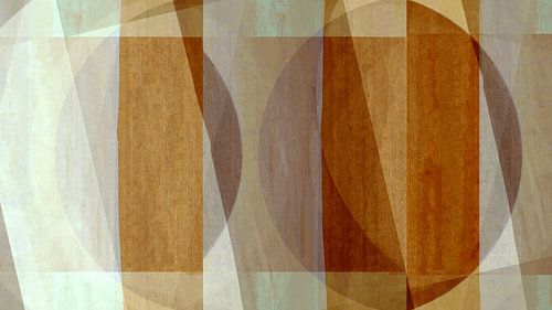 Mid Century Bauhaus Vormen Pastel Schilderij Aarde Kleuren