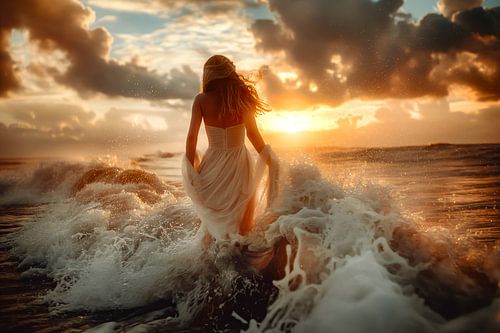 bruid in de branding