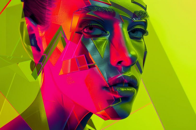 Neon-coloured portrait of a woman by Poster Art Shop
