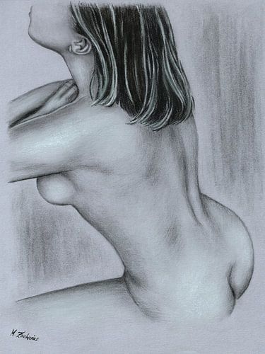 Weiblicher Rückenakt - Aktzeichnung von Marita Zacharias