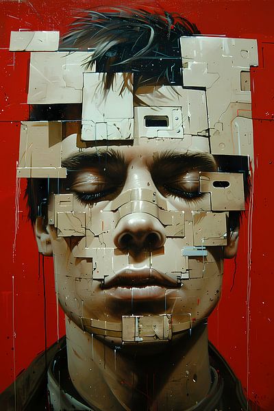 Abstract futuristic face with geometric shapes by Art & Soul Creations