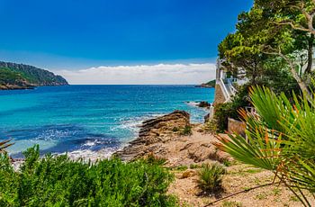 Beautiful island scenery, coastline of Sant Elm with idyllic sea view