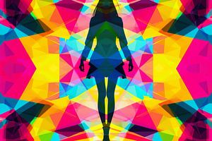 Abstract portrait of a woman in colourful geometric shapes