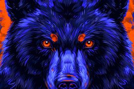 Modern colourful expressive painting of a bear by Art & Soul Creations