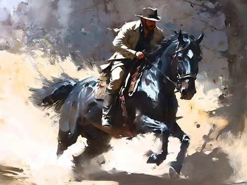 Portrait dynamique d'un homme à cheval