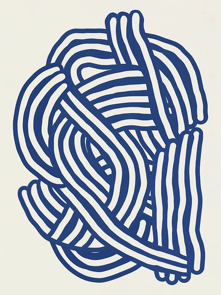 Lijnkunst organische vorm in blauw van Little Dean