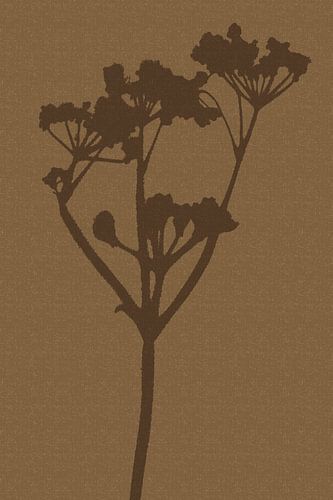 Puur landelijk. Moderne botanische kunst. Bloem in bruin en oker.