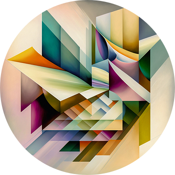 Abstracte geometrische vormen in pastelkeuren, verlopende vlakken van Roger VDB