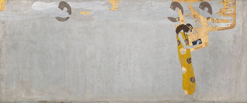 Gustav Klimt - Beethoven frieze; 'The longing for happiness finds fulfilment in poetry' (panel 7, right long wall) (1901) by Peter Balan
