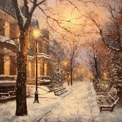 Snowfall in City Glow