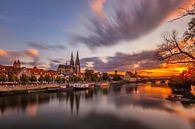Regensburg bij zonsondergang van Thomas Rieger thumbnail