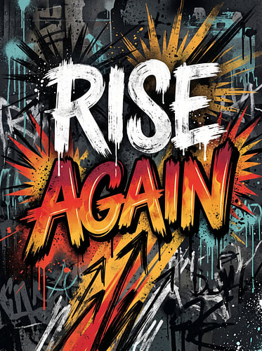 Rise Again – Urbane Graffiti-Typografie, motivierende Street-Art, Grafikdesign