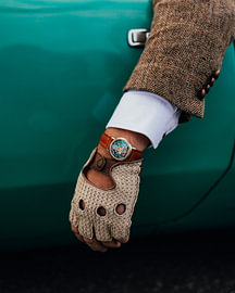 Gentleman’s Motoring – Tweed Jacket, Crocheted Driving Glove & Vintage Watch by Mohit Hambiria