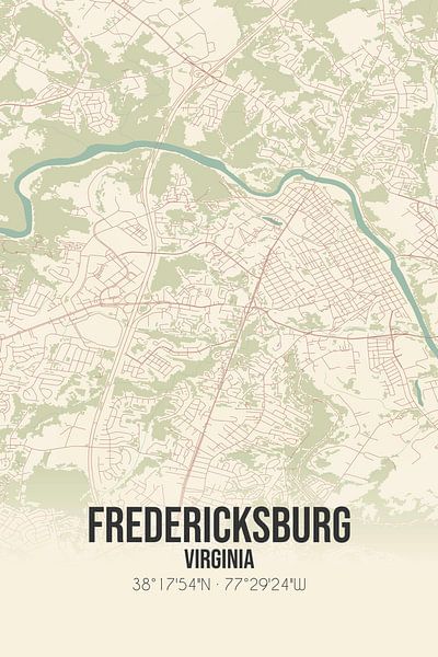 Vintage map of Fredericksburg (Virginia), USA. by Prints of Place