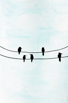 Birds on a wire van Niek Traas