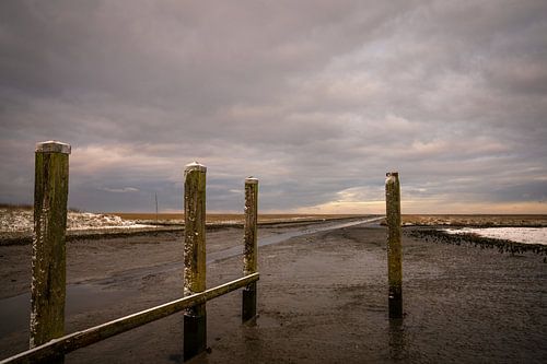 It is low tide in the port of Noordpolderzijl