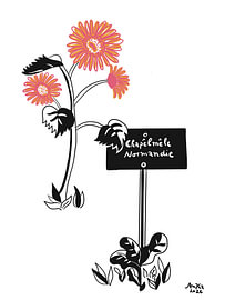 Sonnenblumen in der Normandie- LineArt von Anna Kautenburger