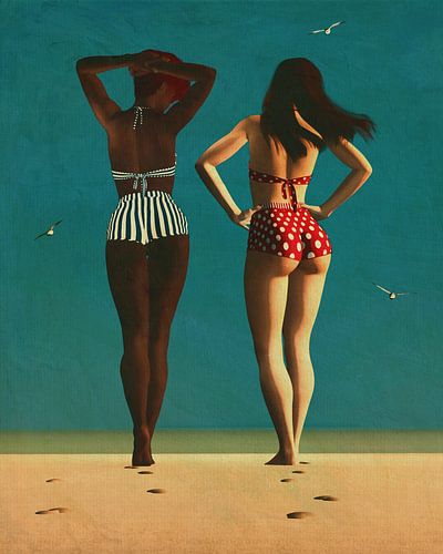 Wandelende meisjes een kunstschilderij van Jan Keteleer