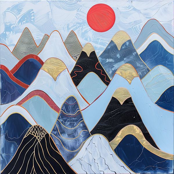 Gouden bergtoppen van Poster Art Shop