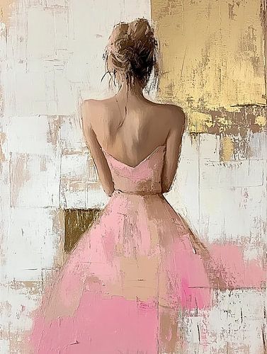 Femme en robe rose