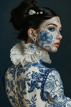 Portrait bleu de Delft sur Ernst Leijdekkers