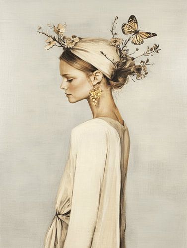 Modern portrait with gold accents by Carla Van Iersel