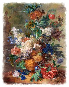 Série des anciens maîtres n°5 - Nature morte avec des fleurs, Jan van Huysum