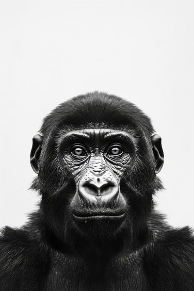 Gorilla-Porträt in Schwarz-Weiß von Poster Art Shop