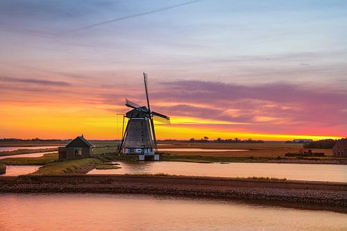 Texel, Mühle, Sonnenuntergang