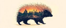 Igel mit Landschaft von Poster Art Shop